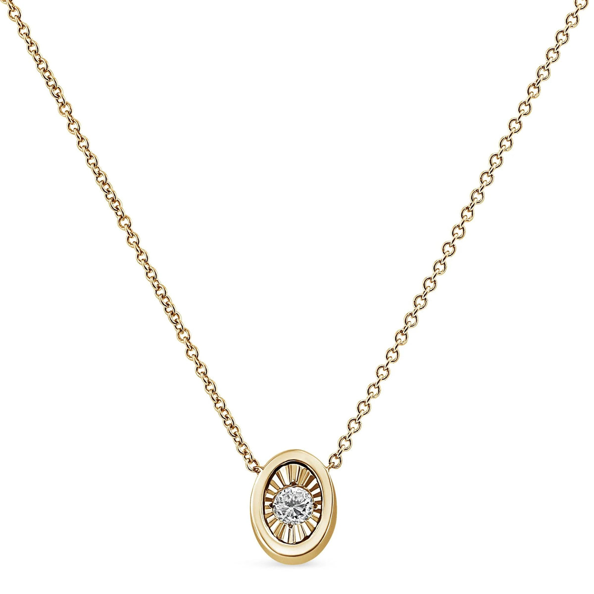 10K Yellow Gold Plated .925 Sterling Silver 1/10 Cttw Miracle Set Round Diamond 18&quot; Pendant Necklace - Choice of Shapes - LinkagejewelrydesignLinkagejewelrydesign