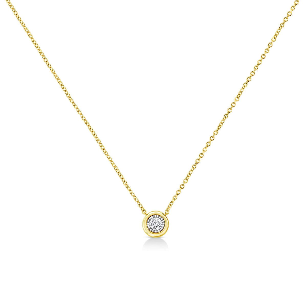 10K Yellow Gold Plated .925 Sterling Silver 1/10 Cttw Miracle Set Round Diamond 18&quot; Pendant Necklace - Choice of Shapes - LinkagejewelrydesignLinkagejewelrydesign