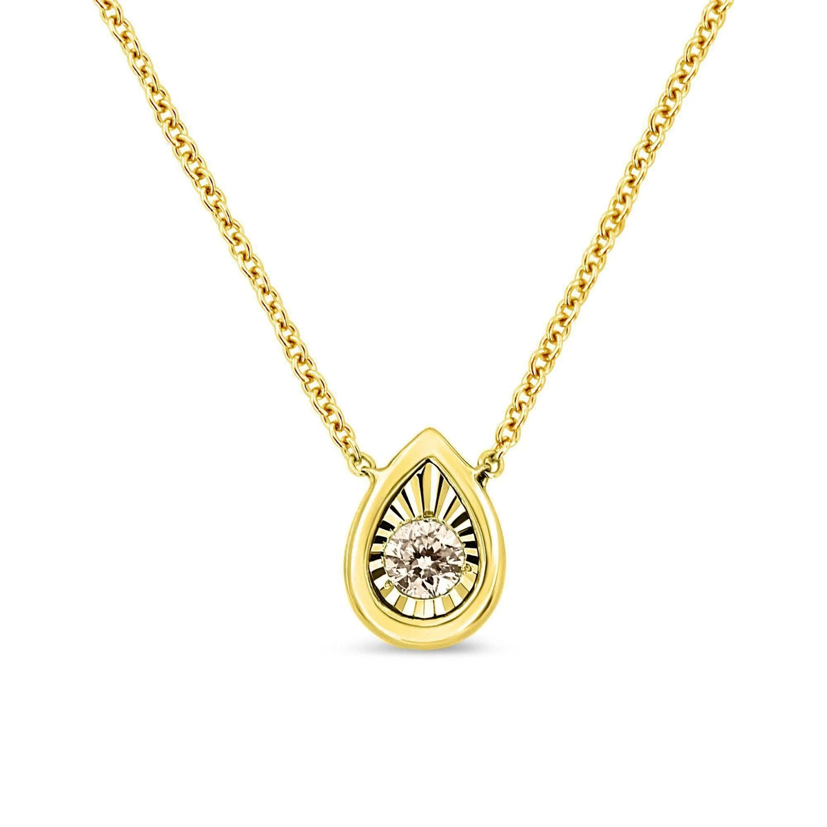 10K Yellow Gold Plated .925 Sterling Silver 1/10 Cttw Miracle Set Round Diamond 18&quot; Pendant Necklace - Choice of Shapes - LinkagejewelrydesignLinkagejewelrydesign