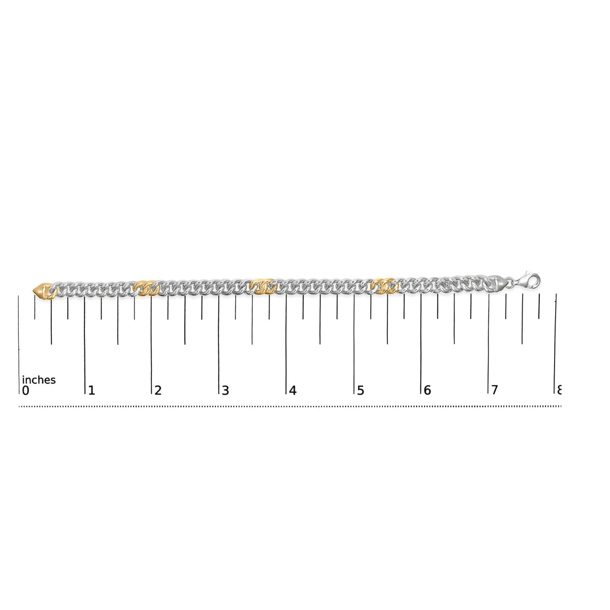 10K Yellow Gold Plated .925 Sterling Silver 1/5 Cttw Diamond Curb Chain Bracelet (J - K Color, I2 - I3 Clarity) - 7.5 Inches - LinkagejewelrydesignLinkagejewelrydesign