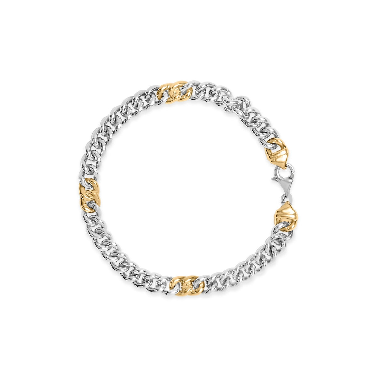 10K Yellow Gold Plated .925 Sterling Silver 1/5 Cttw Diamond Curb Chain Bracelet (J - K Color, I2 - I3 Clarity) - 7.5 Inches - LinkagejewelrydesignLinkagejewelrydesign
