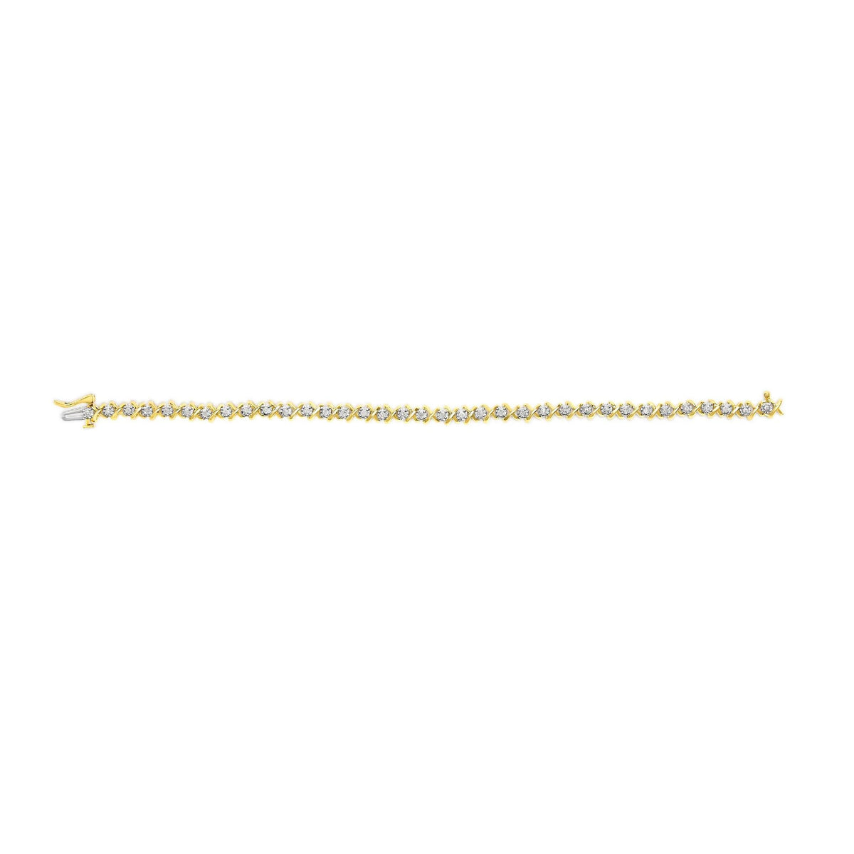 10k Yellow Gold - Plated Sterling Silver 1.00 Cttw Round - Cut Diamond X - Link 7.50" Bracelet (I - J Color, I3 Clarity) - LinkagejewelrydesignLinkagejewelrydesign