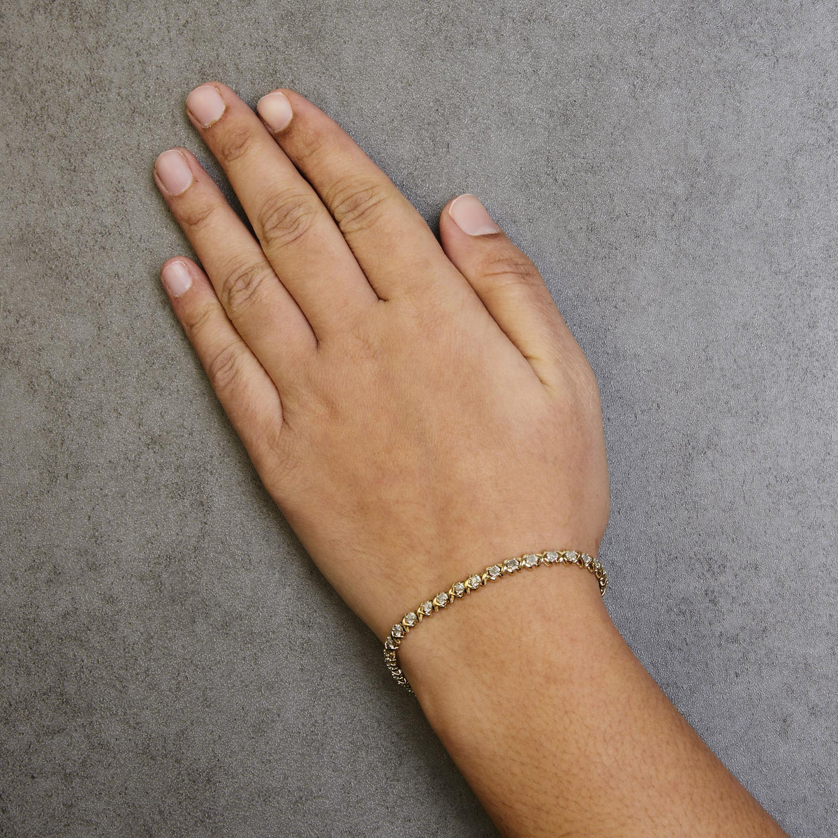 10k Yellow Gold - Plated Sterling Silver 1.00 Cttw Round - Cut Diamond X - Link 7.50" Bracelet (I - J Color, I3 Clarity) - LinkagejewelrydesignLinkagejewelrydesign