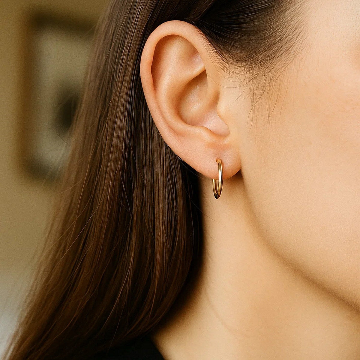 10k Yellow Gold Polished Endless Hoop Earrings (1.5x14mm) - LinkagejewelrydesignLinkagejewelrydesign