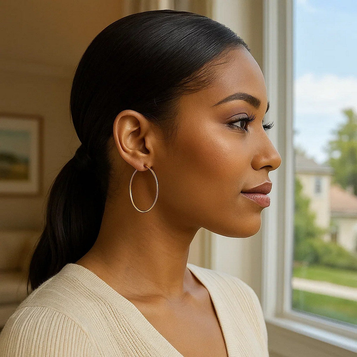 10k Yellow Gold Polished Hoop Earrings (1.5x40mm) - LinkagejewelrydesignLinkagejewelrydesign