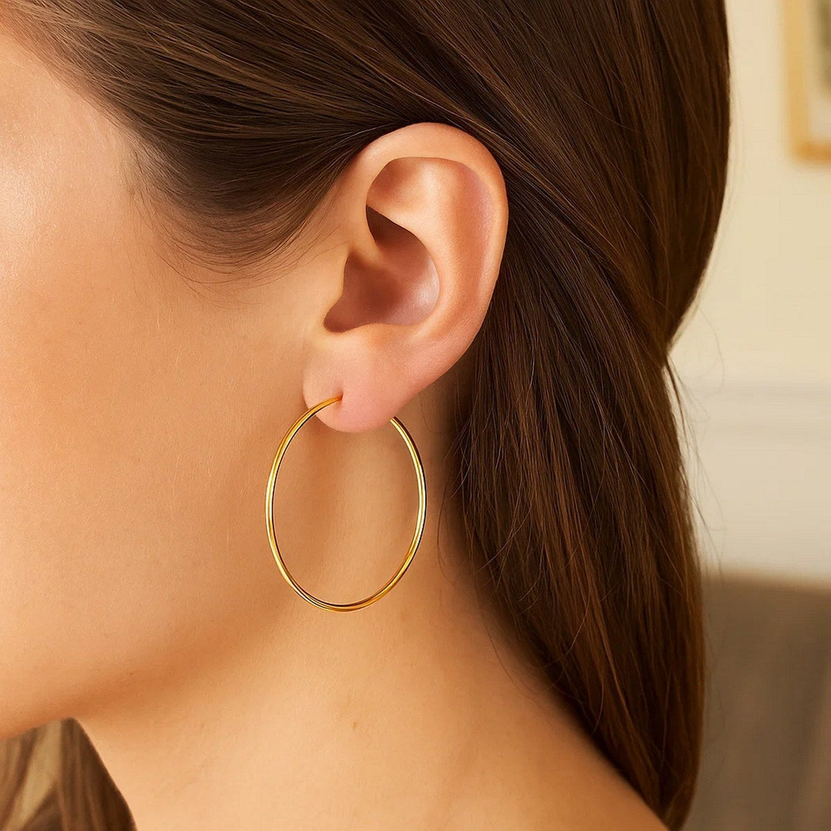 10k Yellow Gold Polished Hoop Earrings (1.5x40mm) - LinkagejewelrydesignLinkagejewelrydesign