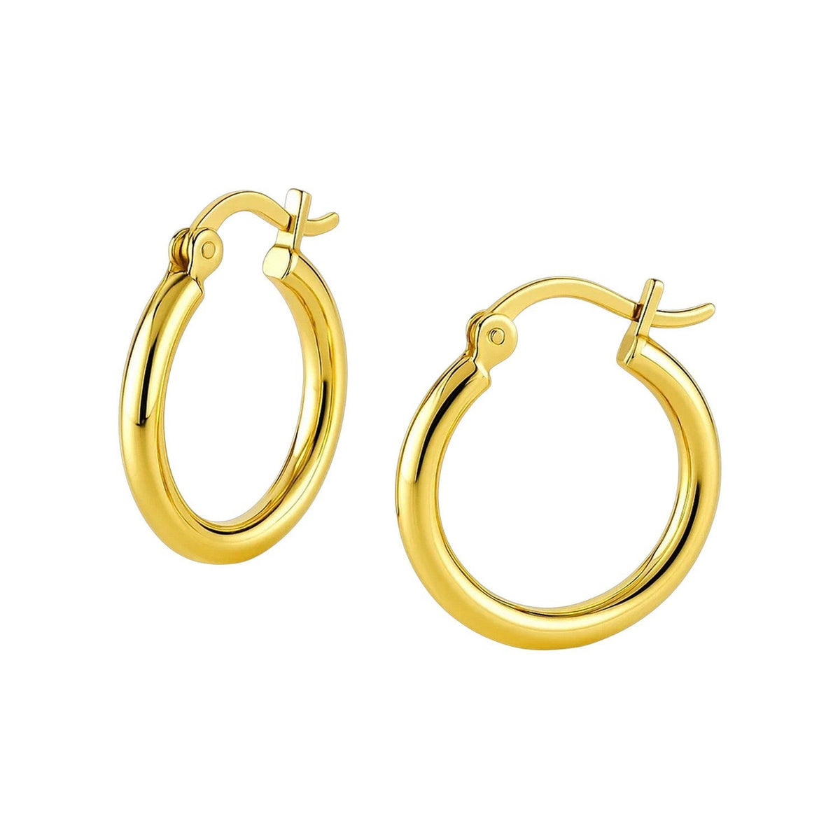10k Yellow Gold Polished Hoop Earrings (2x15 mm) - LinkagejewelrydesignLinkagejewelrydesign