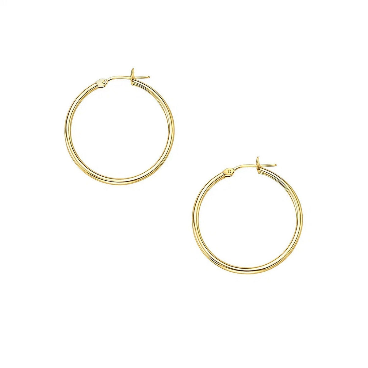 10k Yellow Gold Polished Hoop Earrings (2x30mm) - LinkagejewelrydesignLinkagejewelrydesign