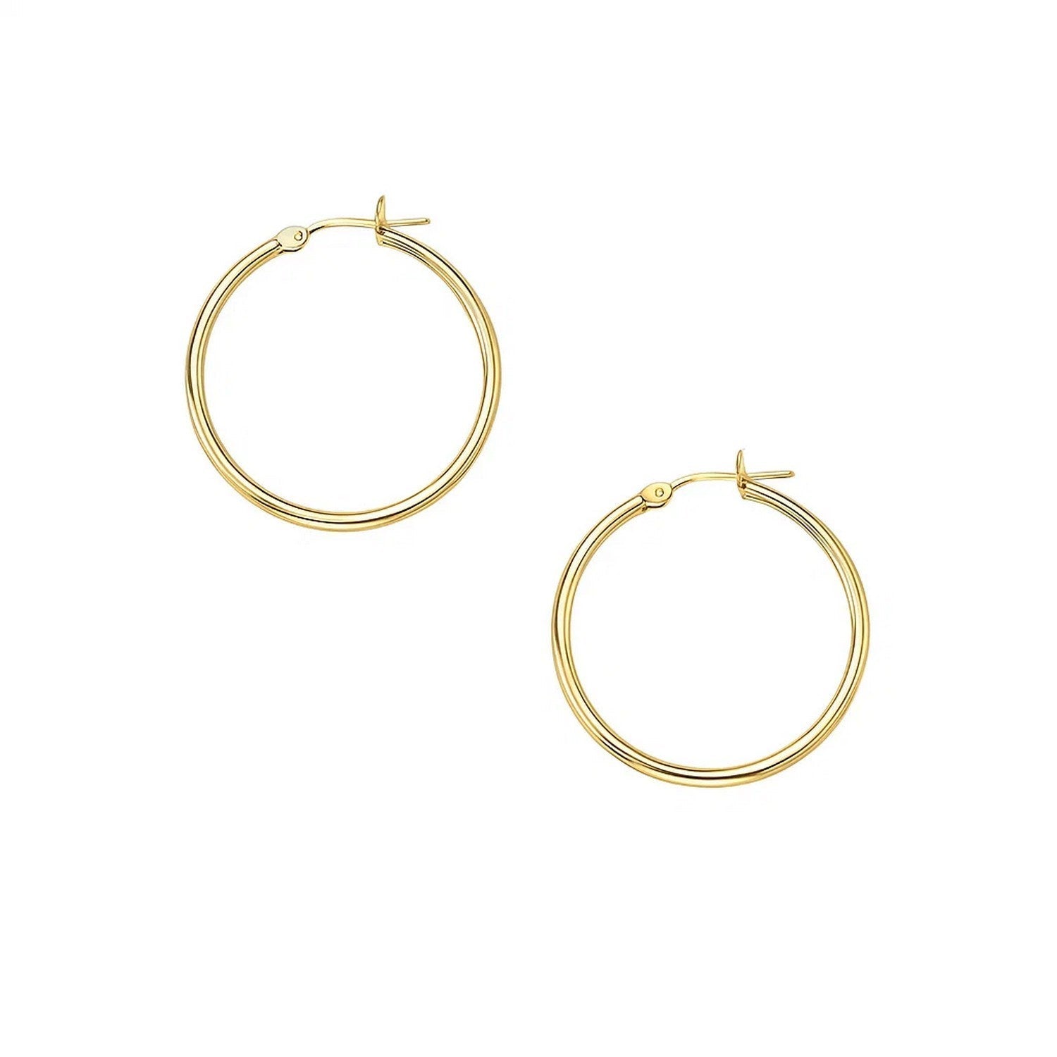 10k Yellow Gold Polished Hoop Earrings (2x30mm) - LinkagejewelrydesignLinkagejewelrydesign