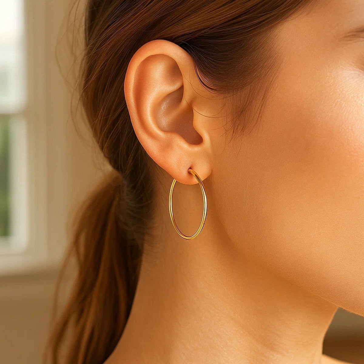 10k Yellow Gold Polished Hoop Earrings (2x30mm) - LinkagejewelrydesignLinkagejewelrydesign