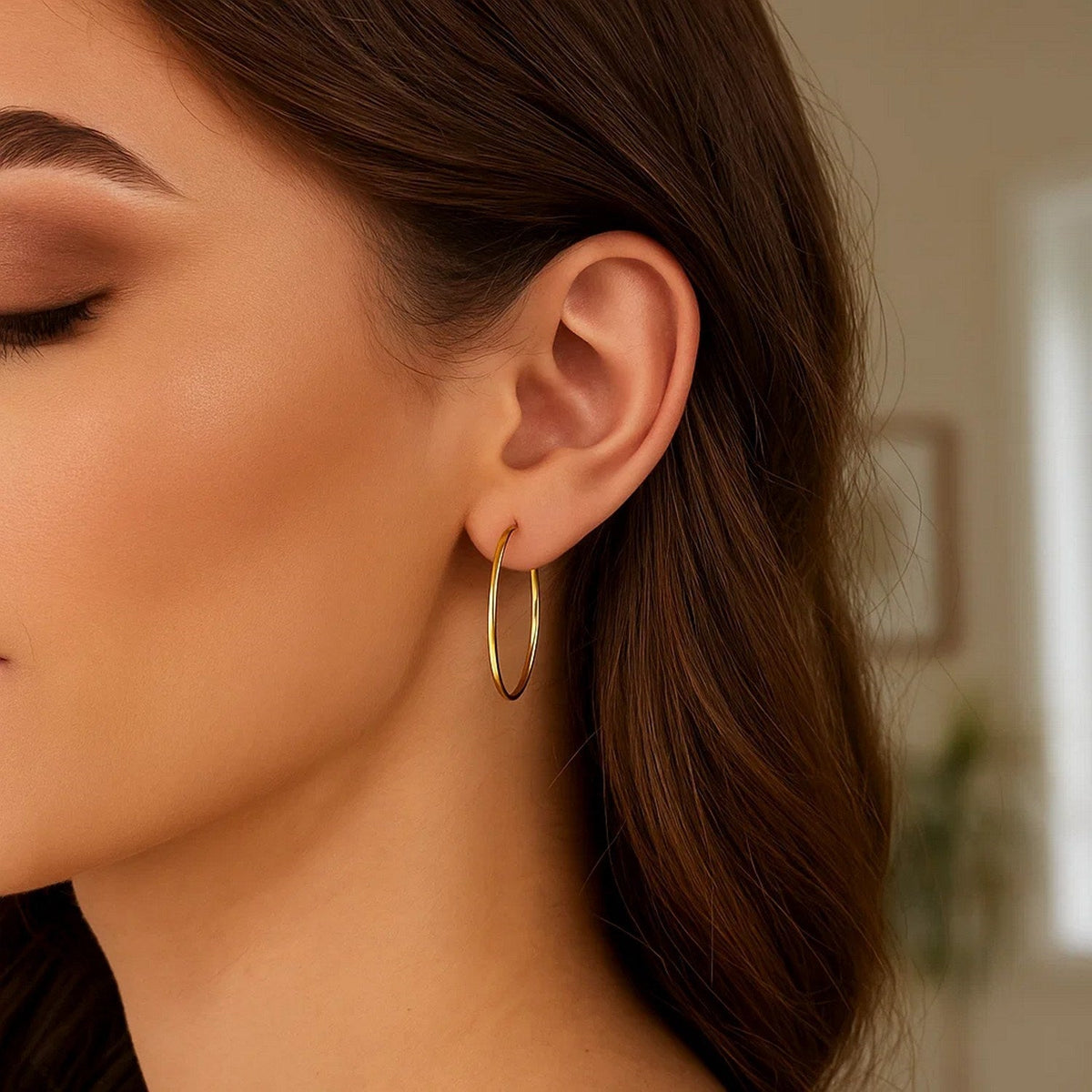 10k Yellow Gold Polished Hoop Earrings (30mm) - LinkagejewelrydesignLinkagejewelrydesign