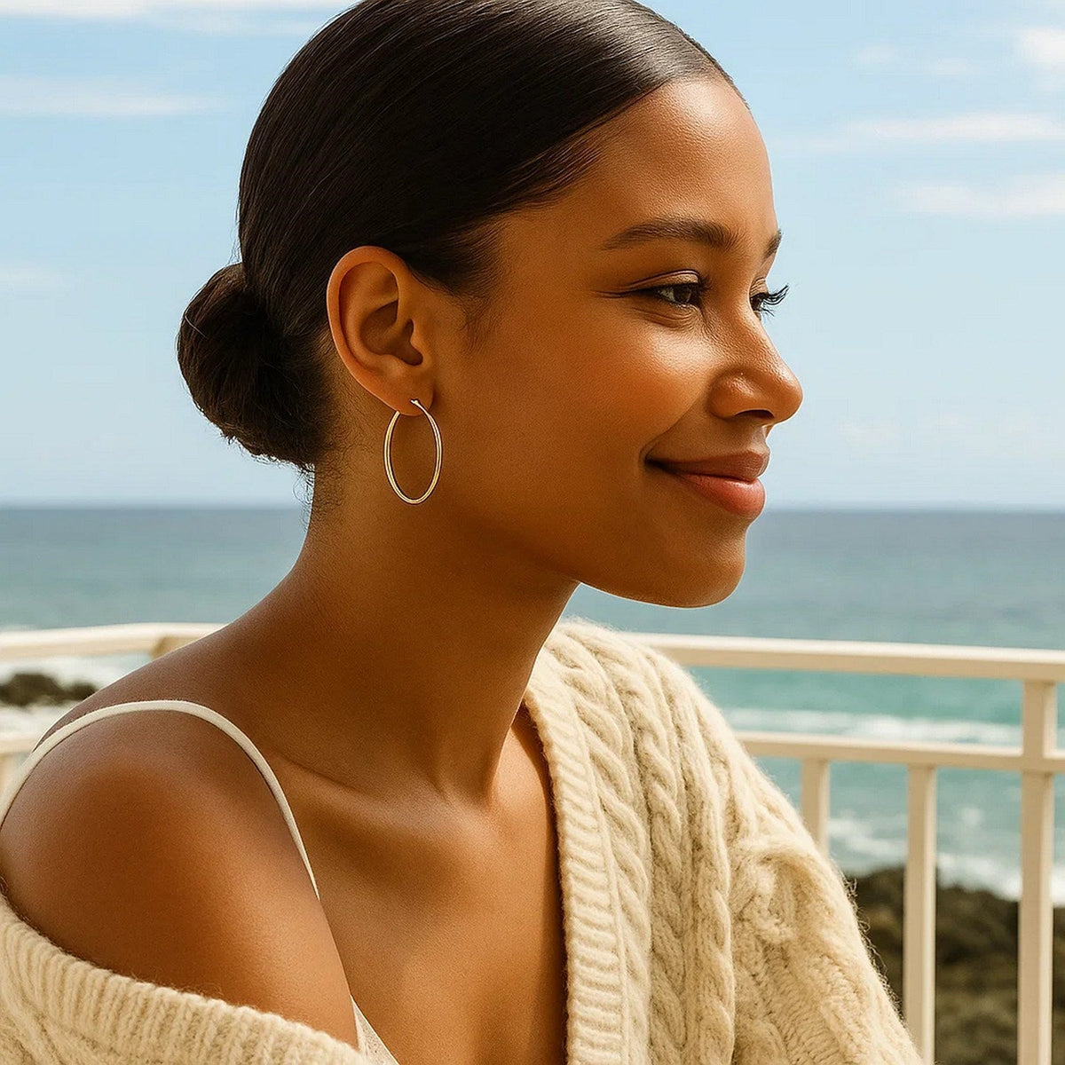 10k Yellow Gold Polished Hoop Earrings (30mm) - LinkagejewelrydesignLinkagejewelrydesign