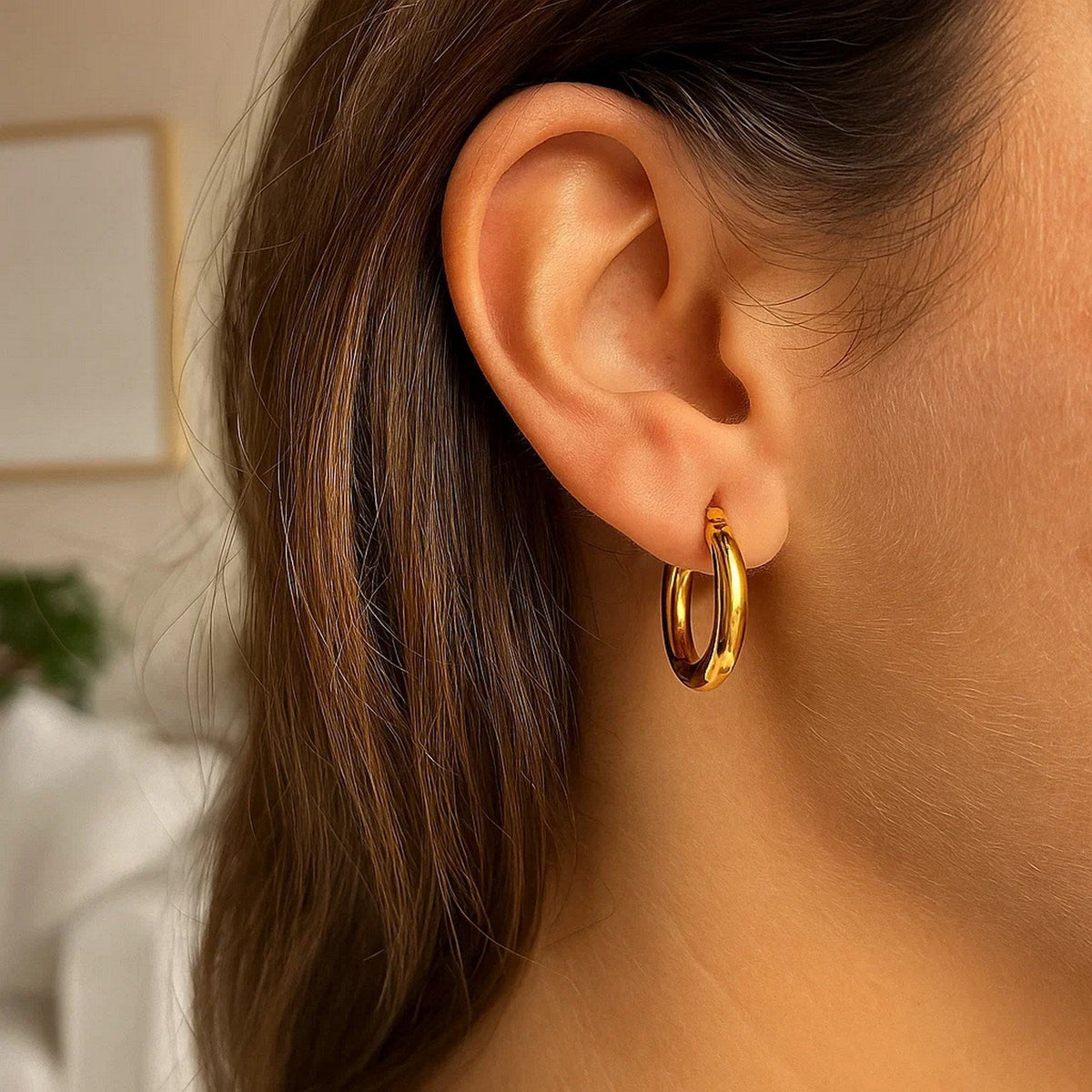 10k Yellow Gold Polished Hoop Earrings (3x15mm) - LinkagejewelrydesignLinkagejewelrydesign