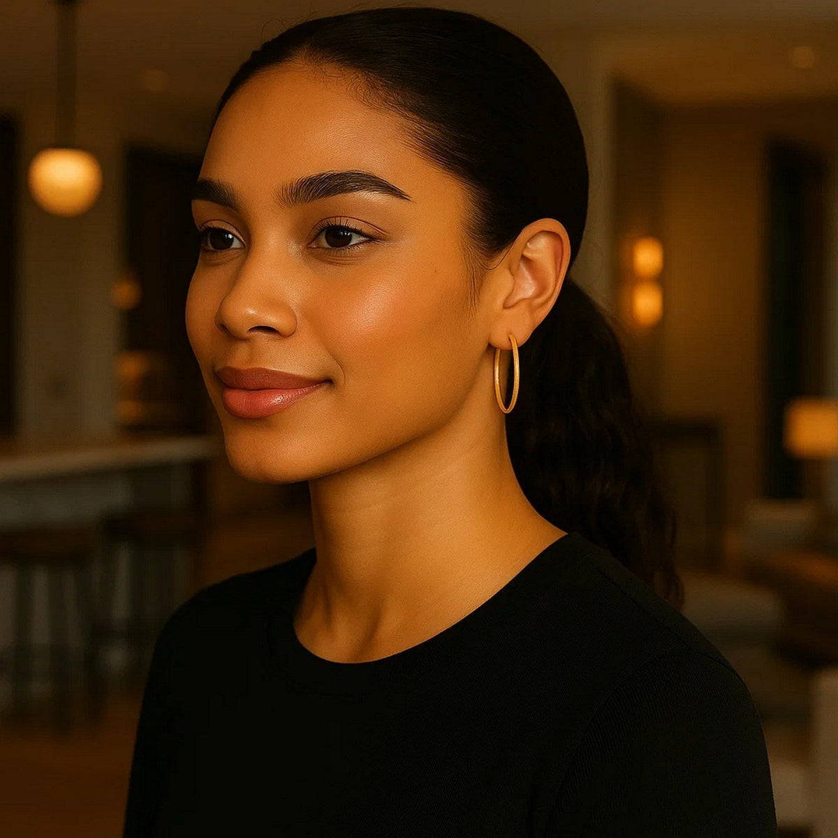 10k Yellow Gold Polished Hoop Earrings (3x25 mm) - LinkagejewelrydesignLinkagejewelrydesign