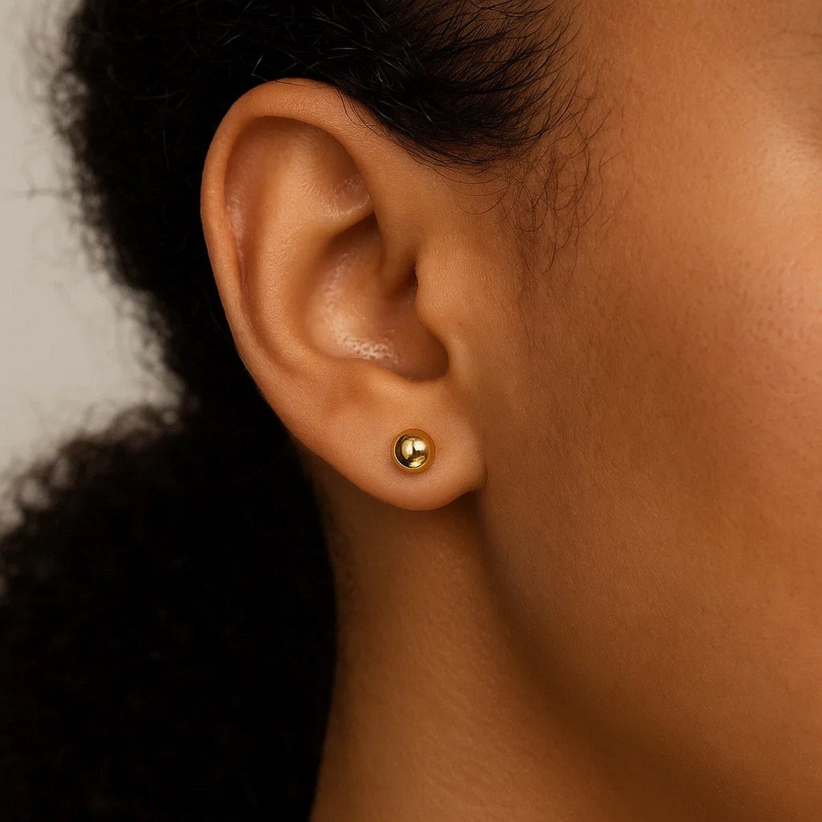 10k Yellow Gold Round Stud Earrings (5mm) - LinkagejewelrydesignLinkagejewelrydesign