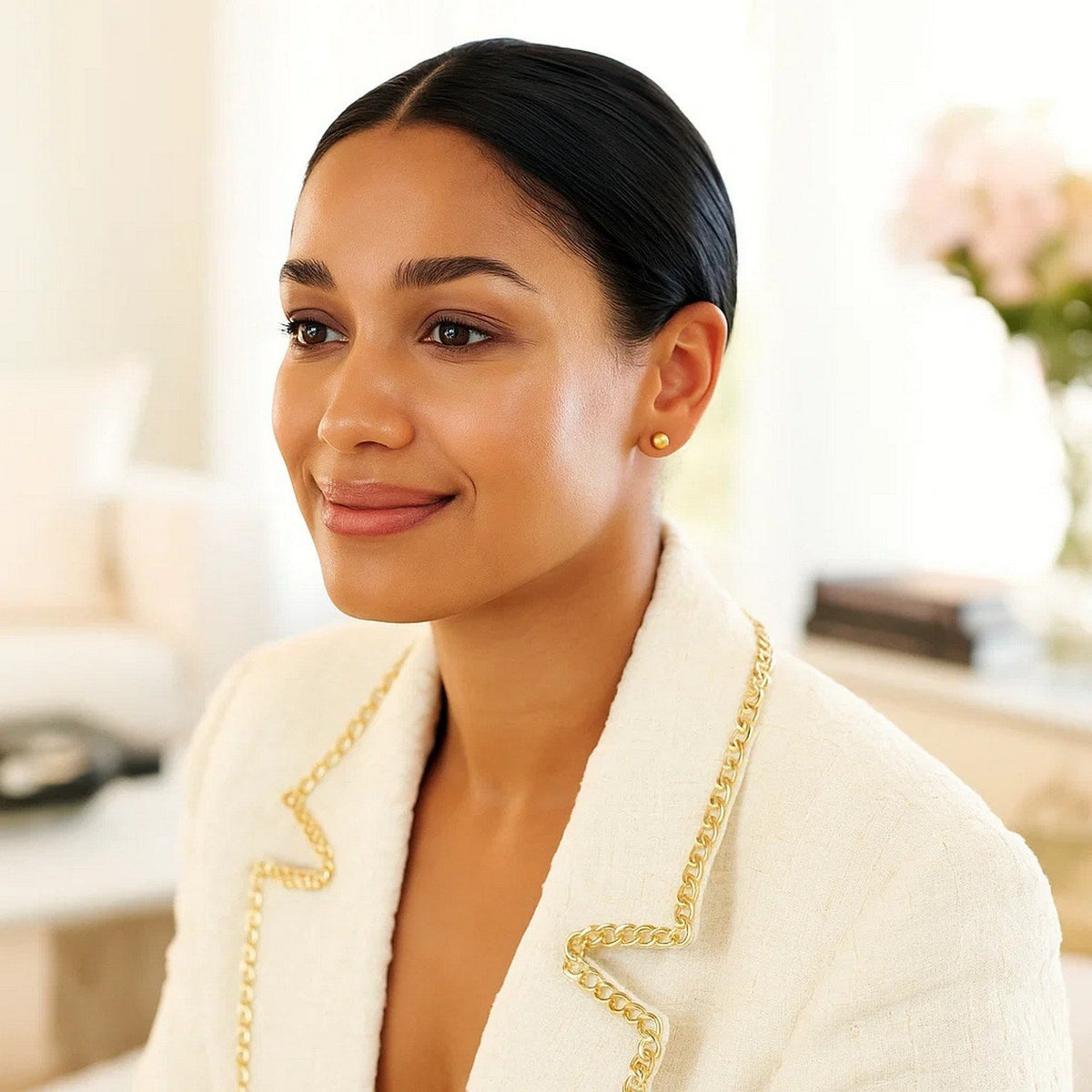 10k Yellow Gold Round Stud Earrings (6mm) - LinkagejewelrydesignLinkagejewelrydesign