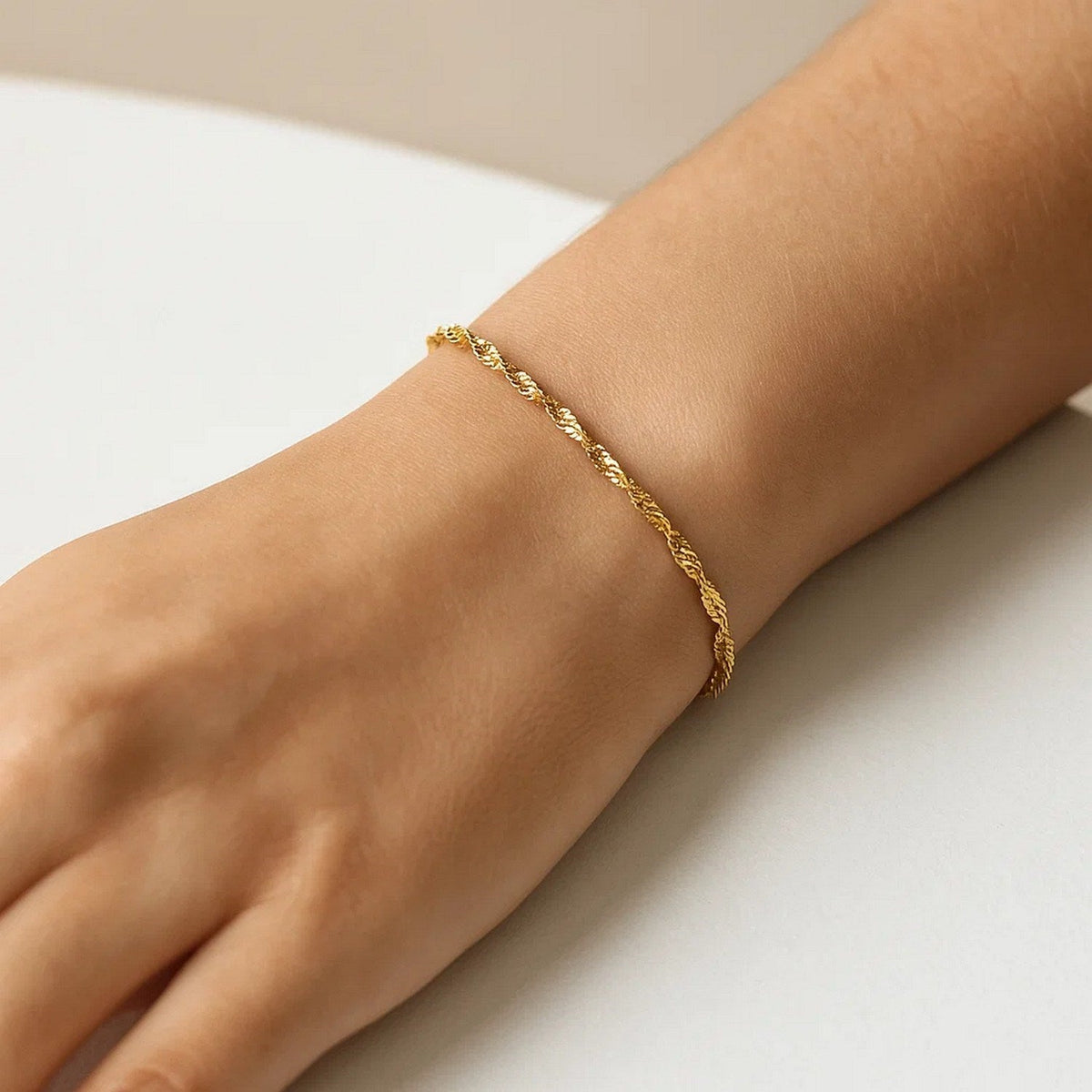 10k Yellow Gold Singapore Bracelet (2.20 mm) - LinkagejewelrydesignLinkagejewelrydesign