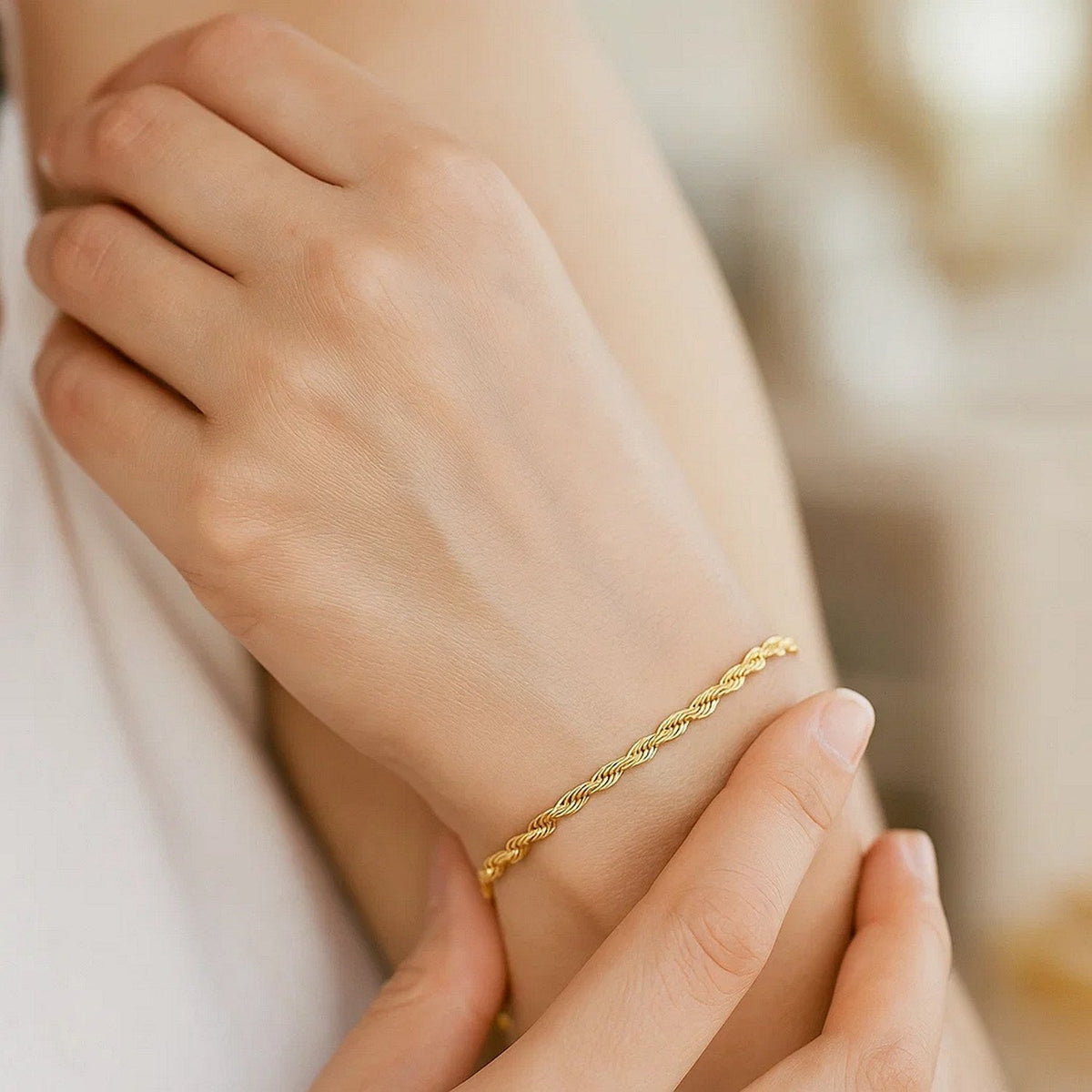 10k Yellow Gold Solid Diamond Cut Rope Bracelet (1.60 mm) - LinkagejewelrydesignLinkagejewelrydesign