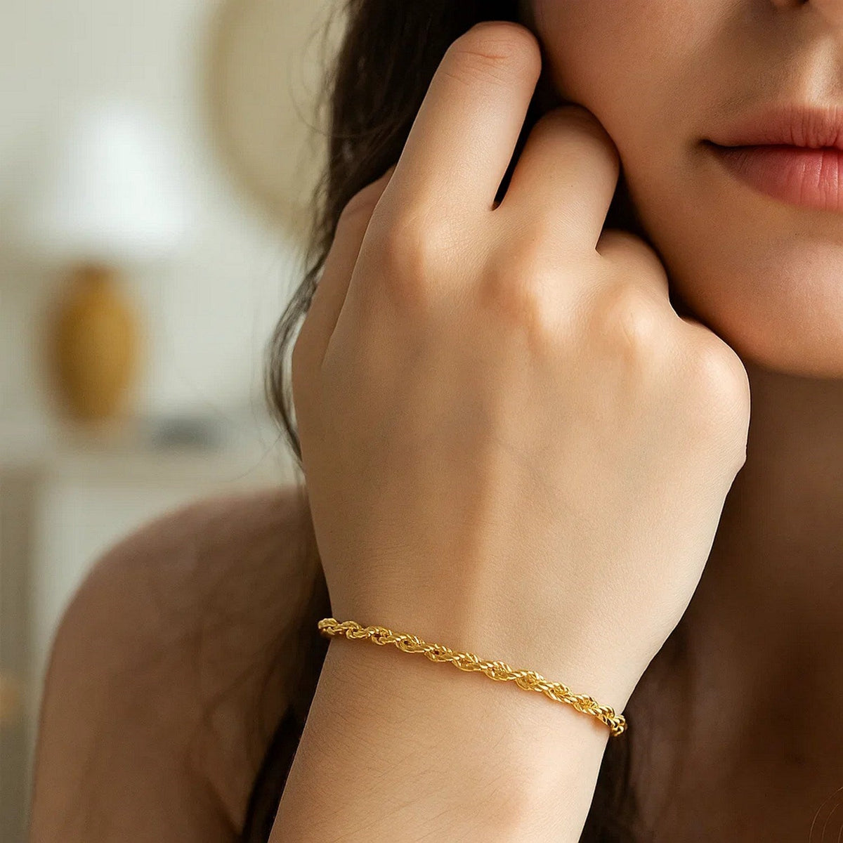 10k Yellow Gold Solid Diamond Cut Rope Bracelet (1.60 mm) - LinkagejewelrydesignLinkagejewelrydesign