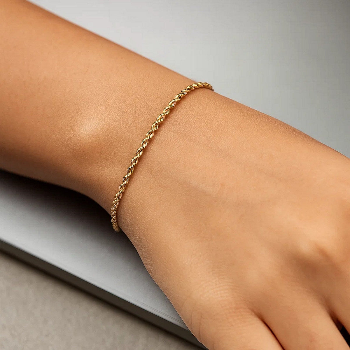 10k Yellow Gold Solid Diamond Cut Rope Bracelet (1.80 mm) - LinkagejewelrydesignLinkagejewelrydesign