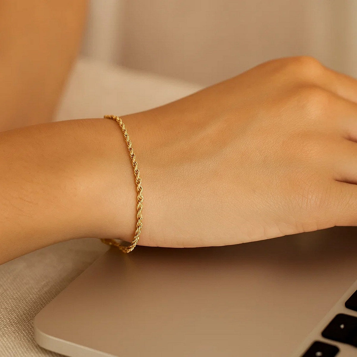 10k Yellow Gold Solid Diamond Cut Rope Bracelet (1.80 mm) - LinkagejewelrydesignLinkagejewelrydesign