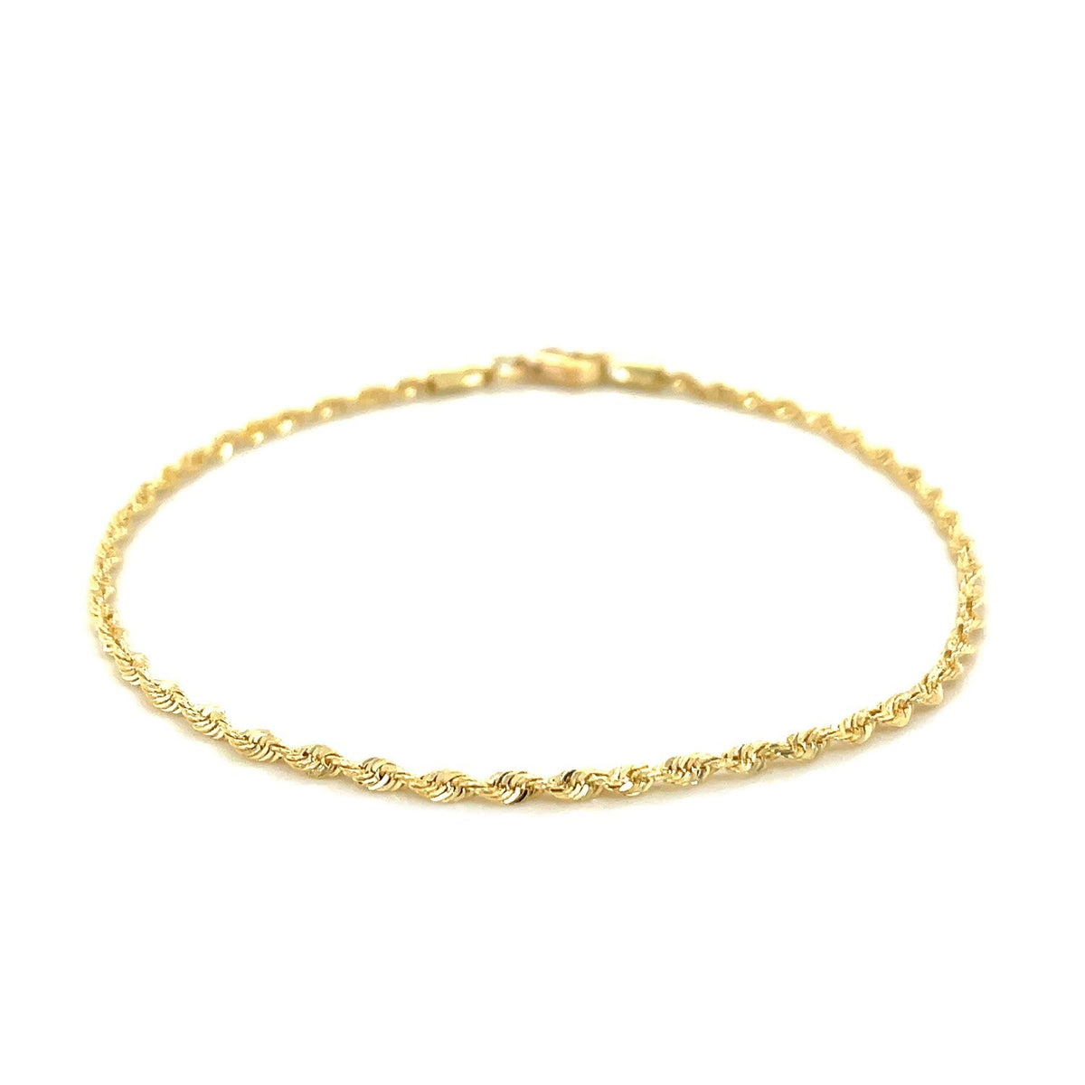 10k Yellow Gold Solid Diamond Cut Rope Bracelet (1.80 mm) - LinkagejewelrydesignLinkagejewelrydesign