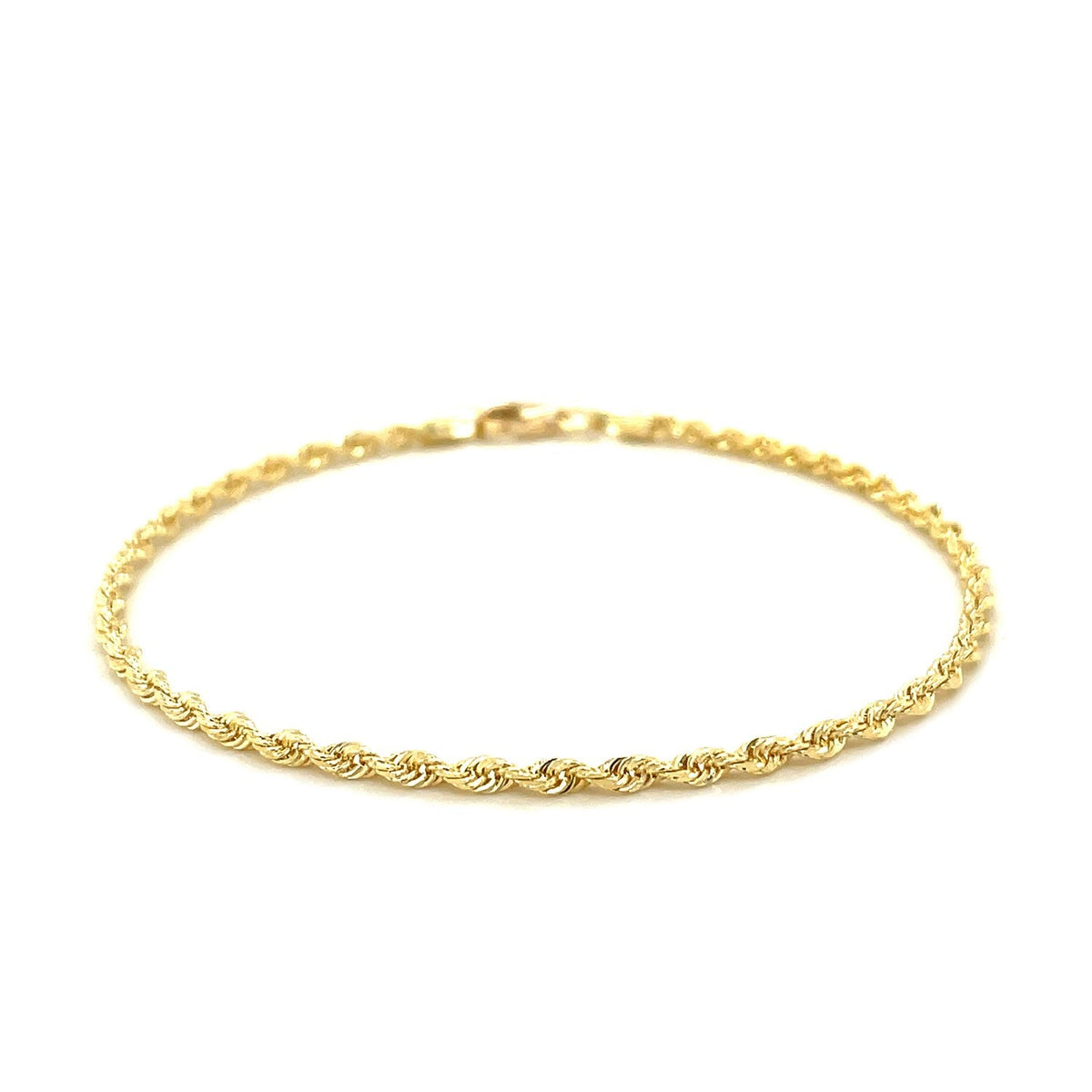 10k Yellow Gold Solid Diamond Cut Rope Bracelet (2.50 mm) - LinkagejewelrydesignLinkagejewelrydesign