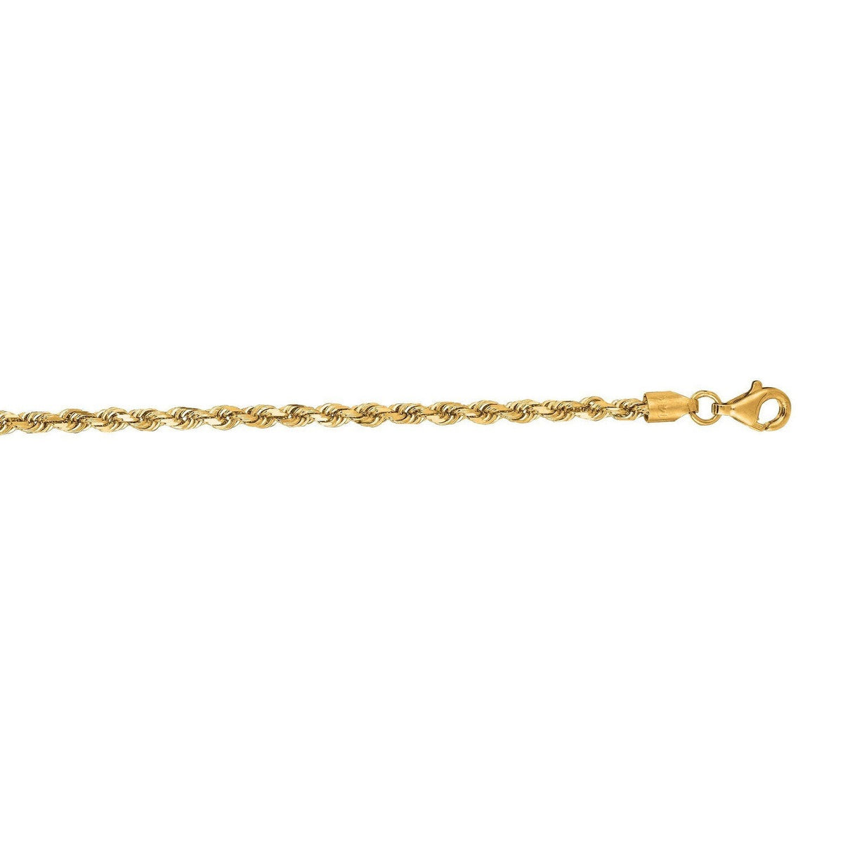 10k Yellow Gold Solid Diamond Cut Rope Bracelet (2.75 mm) - LinkagejewelrydesignLinkagejewelrydesign