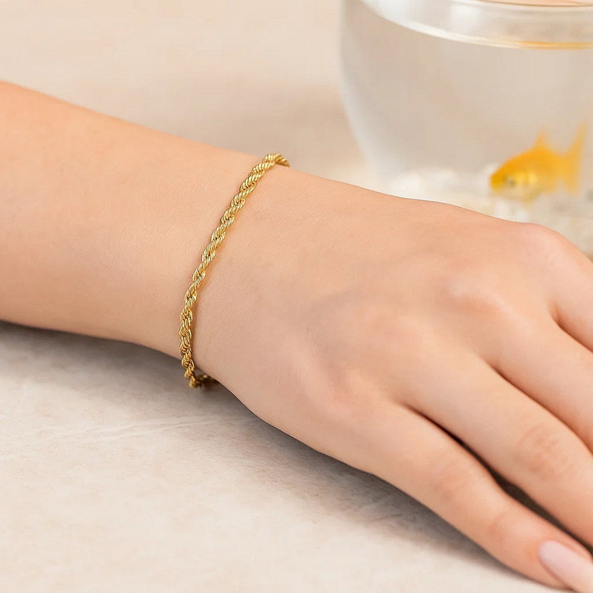 10k Yellow Gold Solid Diamond Cut Rope Bracelet (2.75 mm) - LinkagejewelrydesignLinkagejewelrydesign