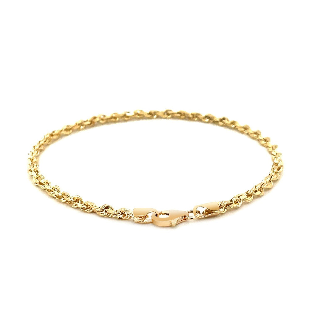 10k Yellow Gold Solid Diamond Cut Rope Bracelet (3.00 mm) - LinkagejewelrydesignLinkagejewelrydesign