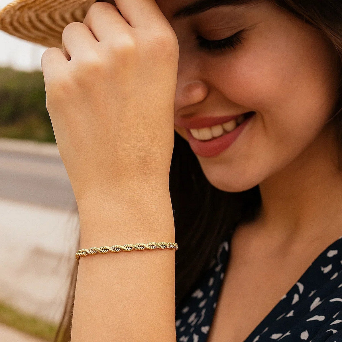 10k Yellow Gold Solid Diamond Cut Rope Bracelet (3.00 mm) - LinkagejewelrydesignLinkagejewelrydesign