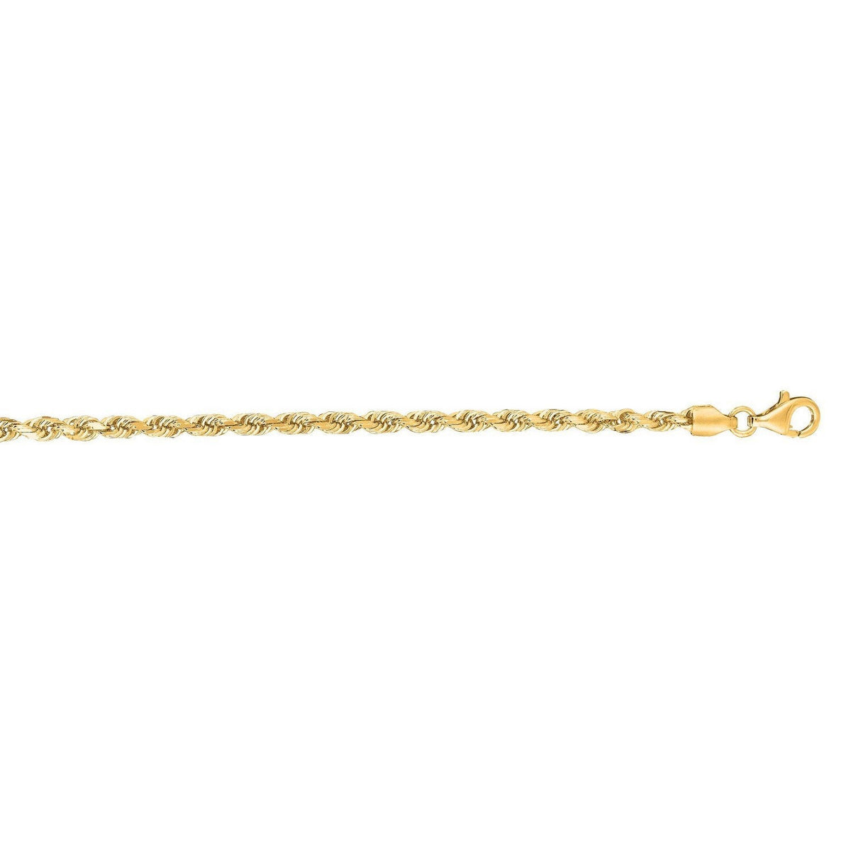 10k Yellow Gold Solid Diamond Cut Rope Bracelet (3.00 mm) - LinkagejewelrydesignLinkagejewelrydesign