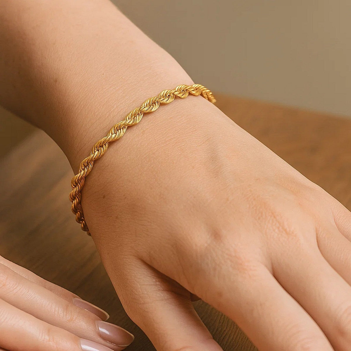 10k Yellow Gold Solid Diamond Cut Rope Bracelet (3.50 mm) - LinkagejewelrydesignLinkagejewelrydesign