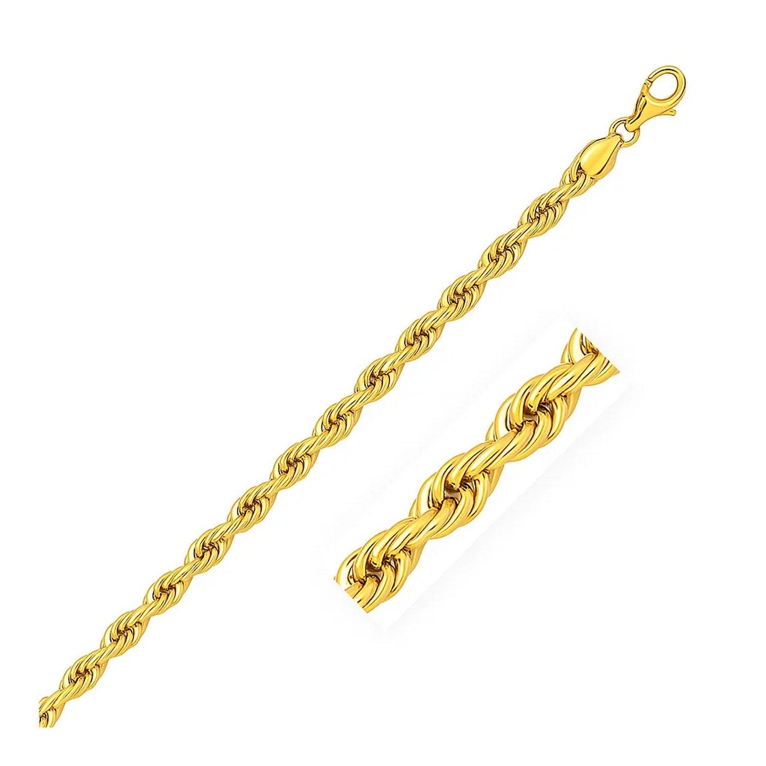 10k Yellow Gold Solid Diamond Cut Rope Bracelet (3.50 mm) - LinkagejewelrydesignLinkagejewelrydesign