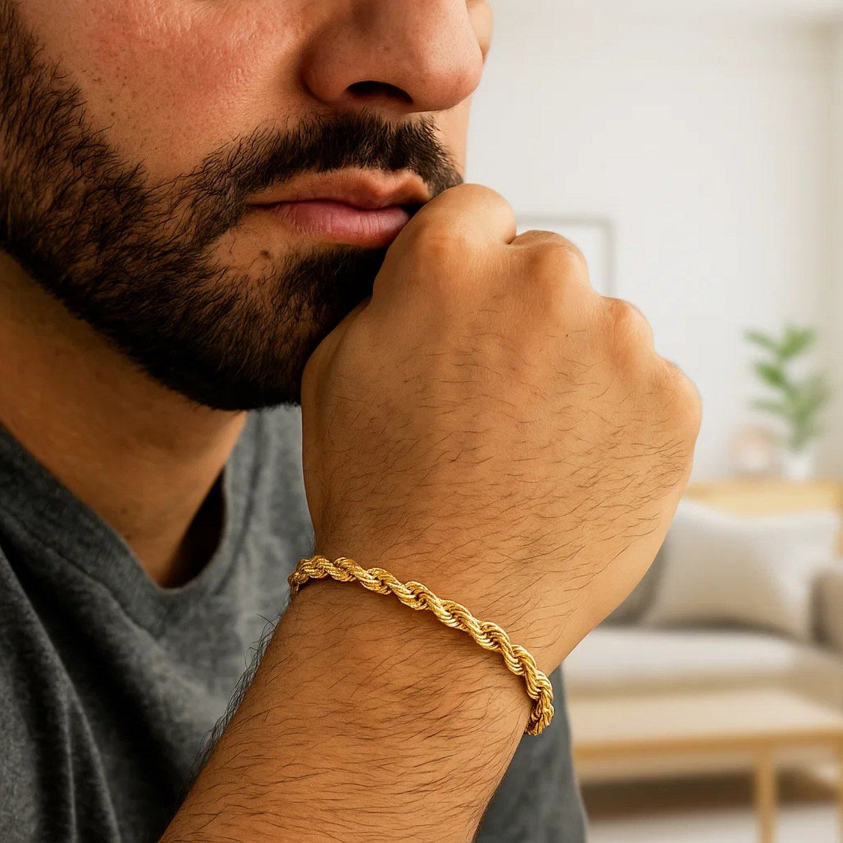 10k Yellow Gold Solid Diamond Cut Rope Bracelet (5.00 mm) - LinkagejewelrydesignLinkagejewelrydesign