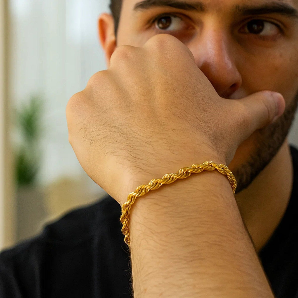 10k Yellow Gold Solid Diamond Cut Rope Bracelet (5.00 mm) - LinkagejewelrydesignLinkagejewelrydesign
