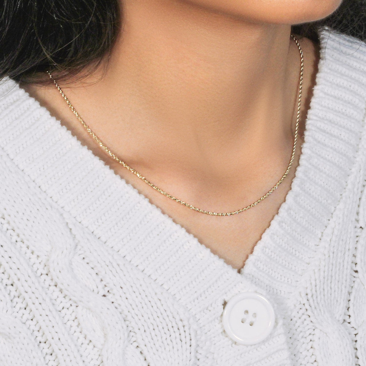 10k Yellow Gold Solid Diamond Cut Rope Chain (1.40 mm) - LinkagejewelrydesignLinkagejewelrydesign