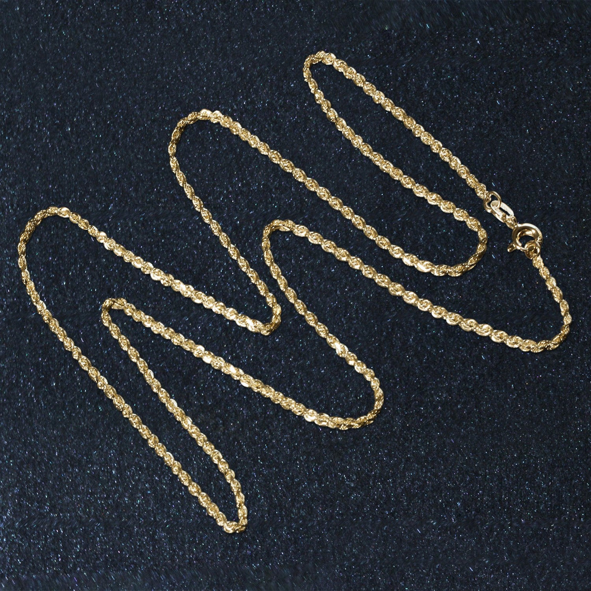 10k Yellow Gold Solid Diamond Cut Rope Chain (1.40 mm) - LinkagejewelrydesignLinkagejewelrydesign