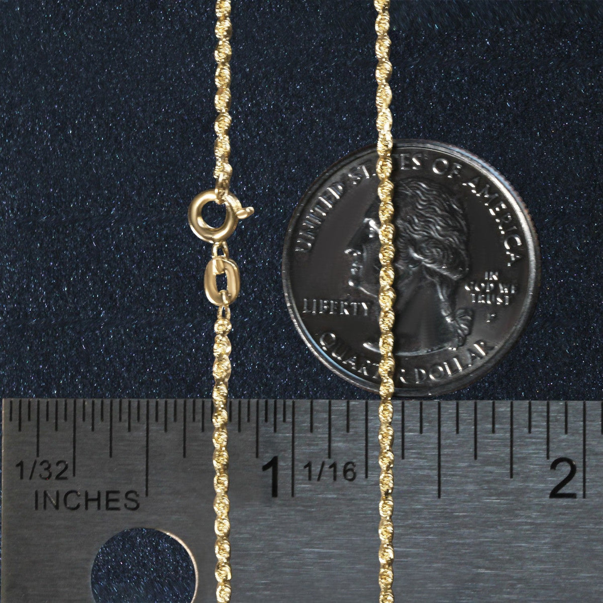 10k Yellow Gold Solid Diamond Cut Rope Chain (1.40 mm) - LinkagejewelrydesignLinkagejewelrydesign