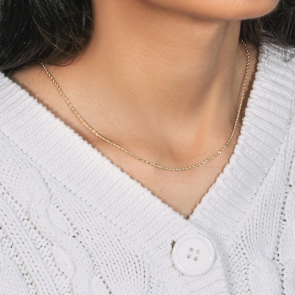 10k Yellow Gold Solid Diamond Cut Rope Chain (1.40 mm) - LinkagejewelrydesignLinkagejewelrydesign