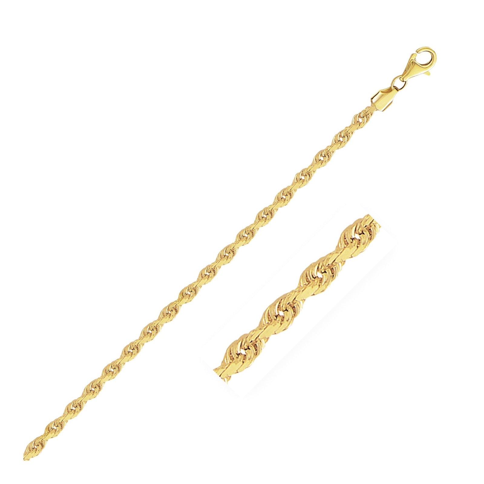 10k Yellow Gold Solid Diamond Cut Rope Chain (2.75 mm) - LinkagejewelrydesignLinkagejewelrydesign