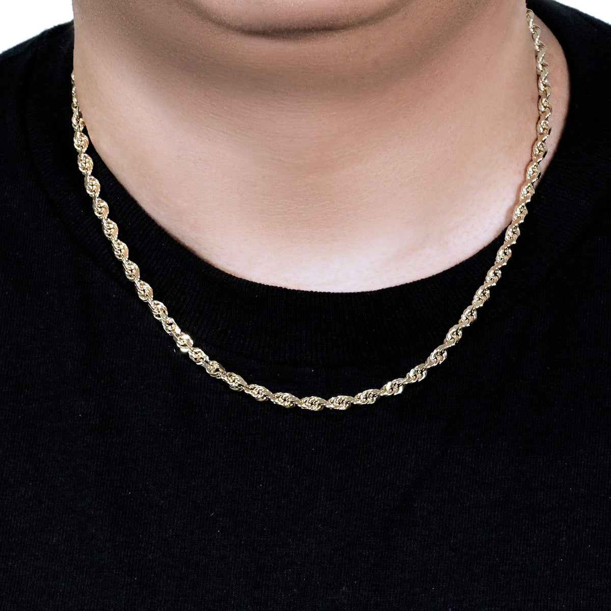 10k Yellow Gold Solid Diamond Cut Rope Chain (5.00 mm) - LinkagejewelrydesignLinkagejewelrydesign