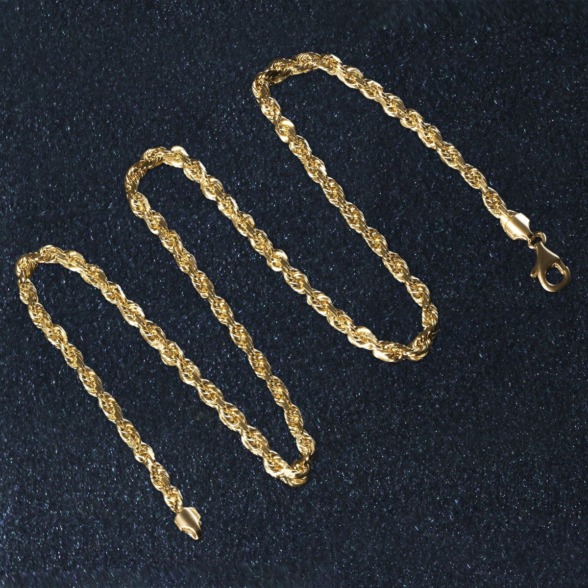 10k Yellow Gold Solid Diamond Cut Rope Chain (5.00 mm) - LinkagejewelrydesignLinkagejewelrydesign