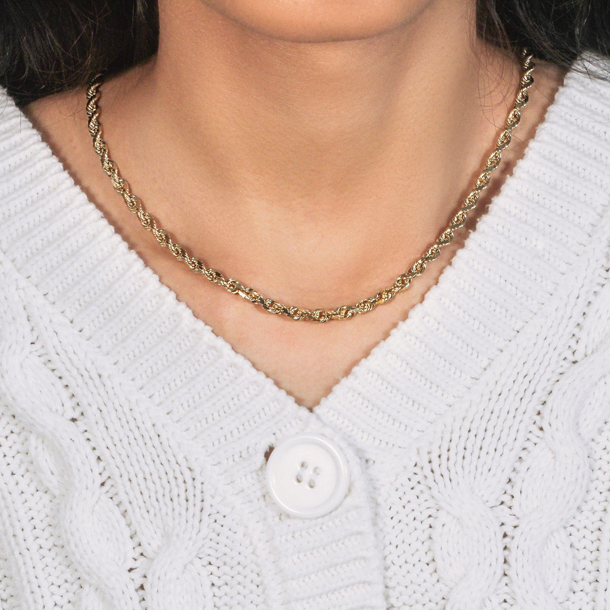 10k Yellow Gold Solid Diamond Cut Rope Chain (5.00 mm) - LinkagejewelrydesignLinkagejewelrydesign