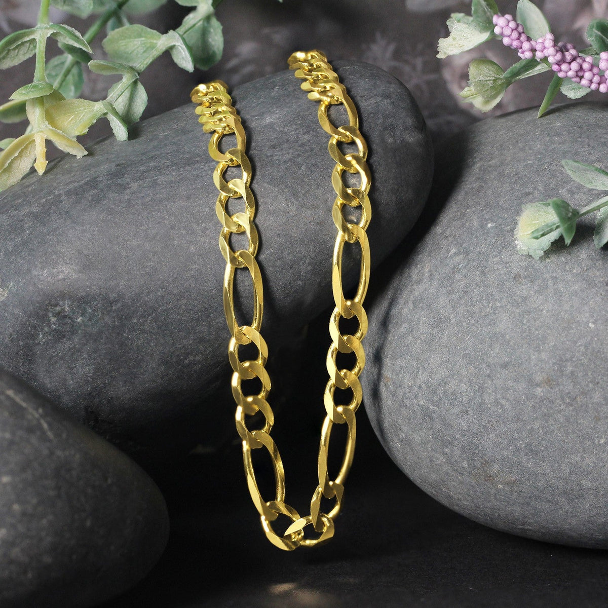 10K Yellow Gold Solid Figaro Chain (5.30 mm) - LinkagejewelrydesignLinkagejewelrydesign