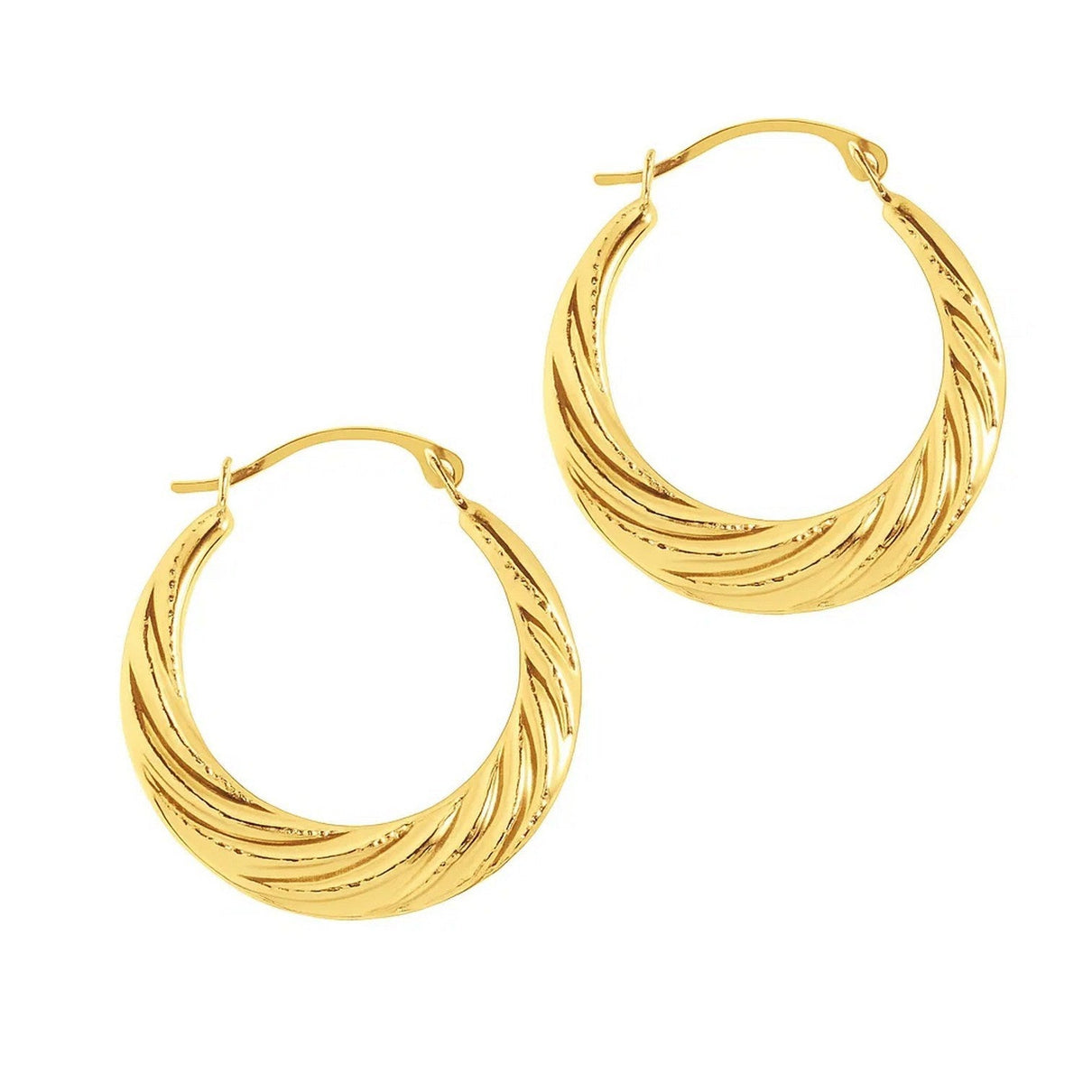 10k Yellow Gold Textured Graduated Twist Hoop Earrings - LinkagejewelrydesignLinkagejewelrydesign