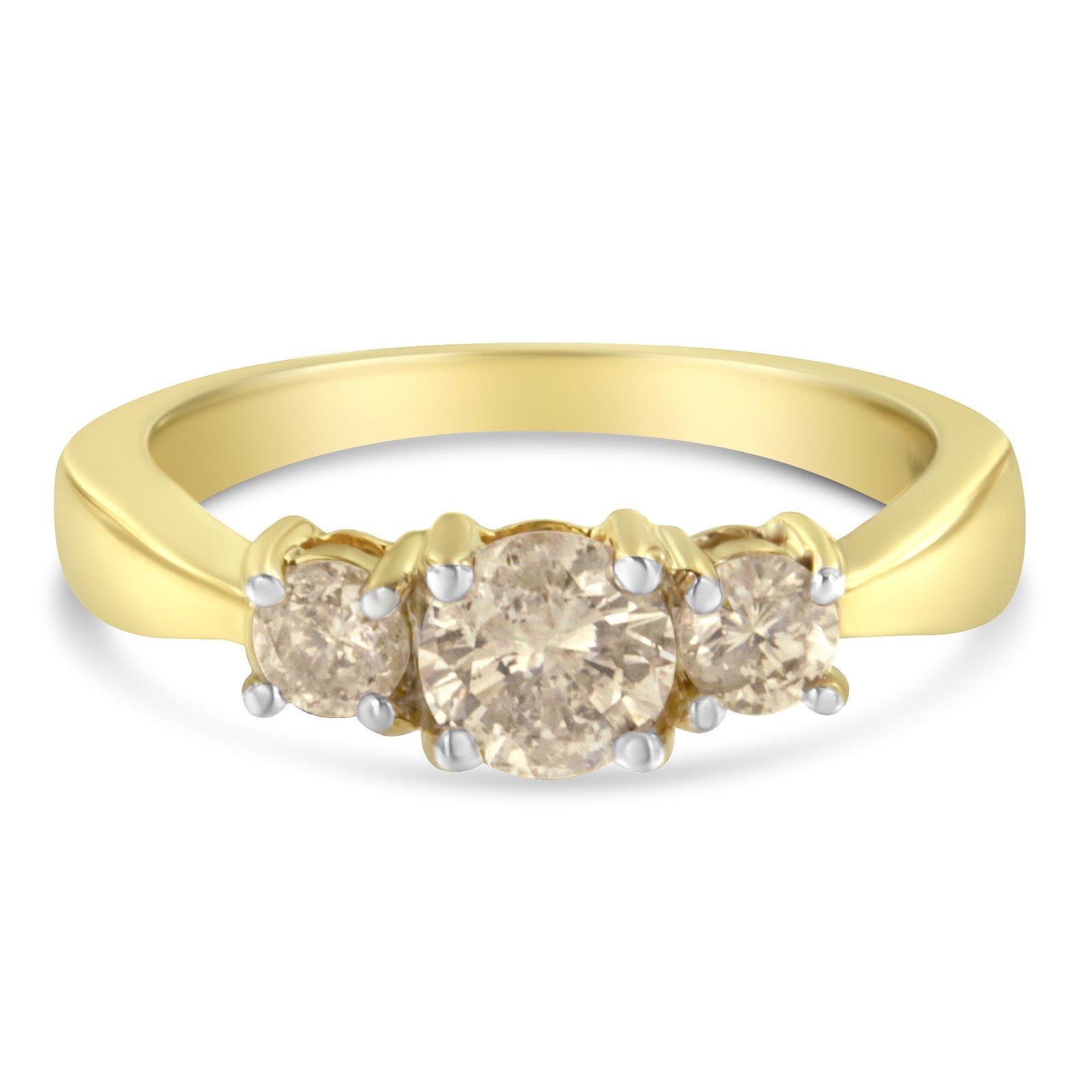 10K Yellow Gold Three Stone Diamond Band Ring (1.00 cttw, J - K Color, I2 - I3 Clarity) - LinkagejewelrydesignLinkagejewelrydesign
