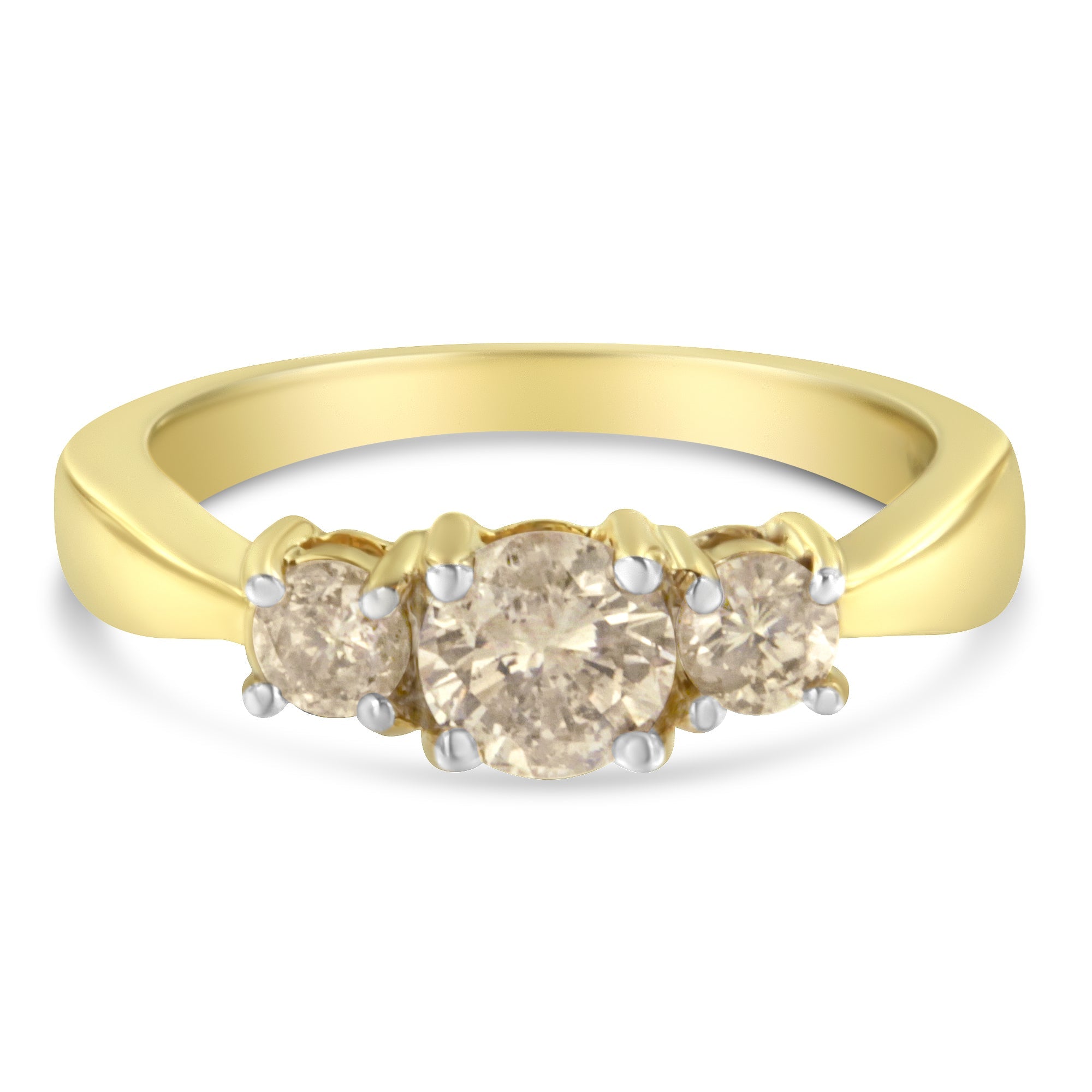 10K Yellow Gold Three Stone Diamond Band Ring (1.00 cttw, J - K Color, I2 - I3 Clarity) - LinkagejewelrydesignLinkagejewelrydesign
