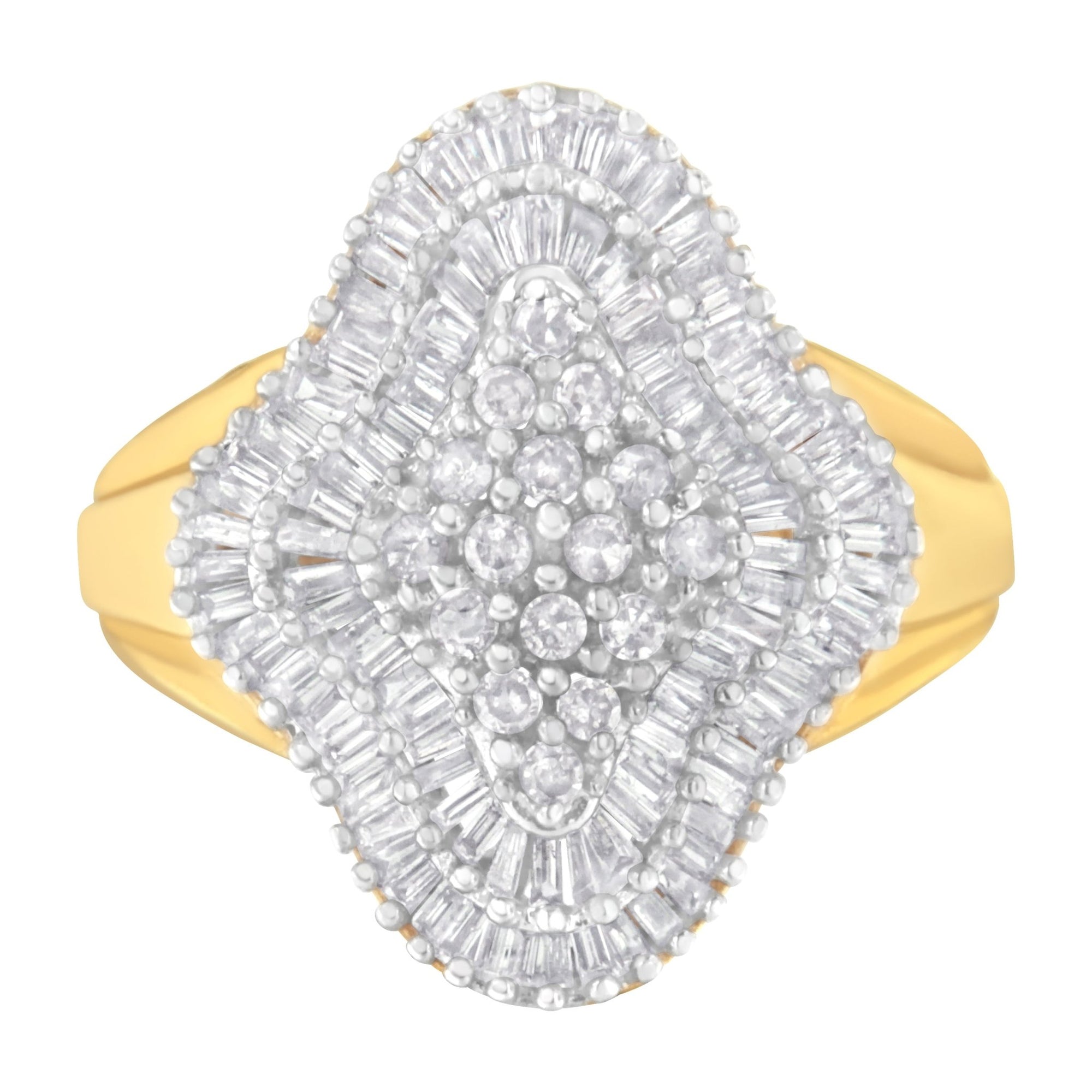 10KT Yellow Gold 1 cttw Diamond Cluster Ring (I - J, I1 - I2) - LinkagejewelrydesignLinkagejewelrydesign