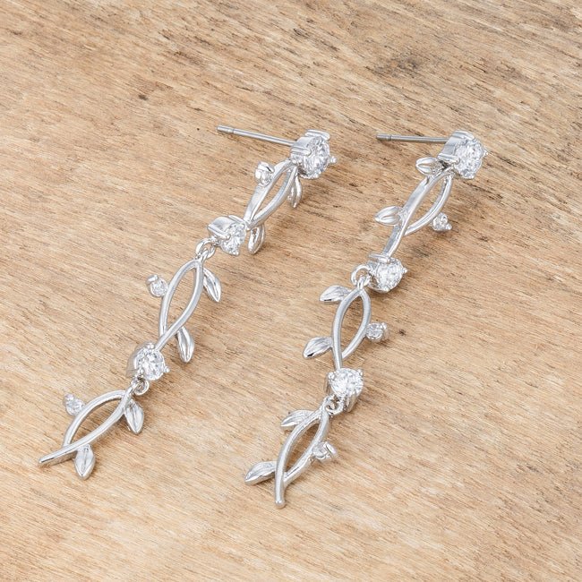 1.1Ct Vine Design Rhodium Earrings - LinkagejewelrydesignLinkagejewelrydesign